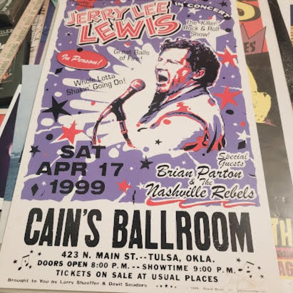 JERRY LEE LEWIS1999 CAINS POSTER VINTAGE AND OGIGINAL